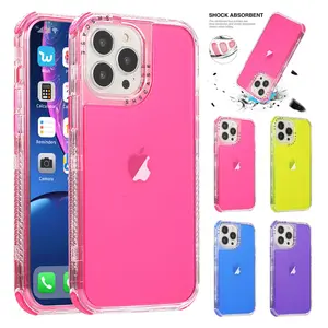 [Freeship] Acrylic Clear Defender Colorful Case For iPhone 16 Pro Max 15 14 Plus 13 12 11 Pro Max Hybrid Shockproof Heavy Duty Phone Cover