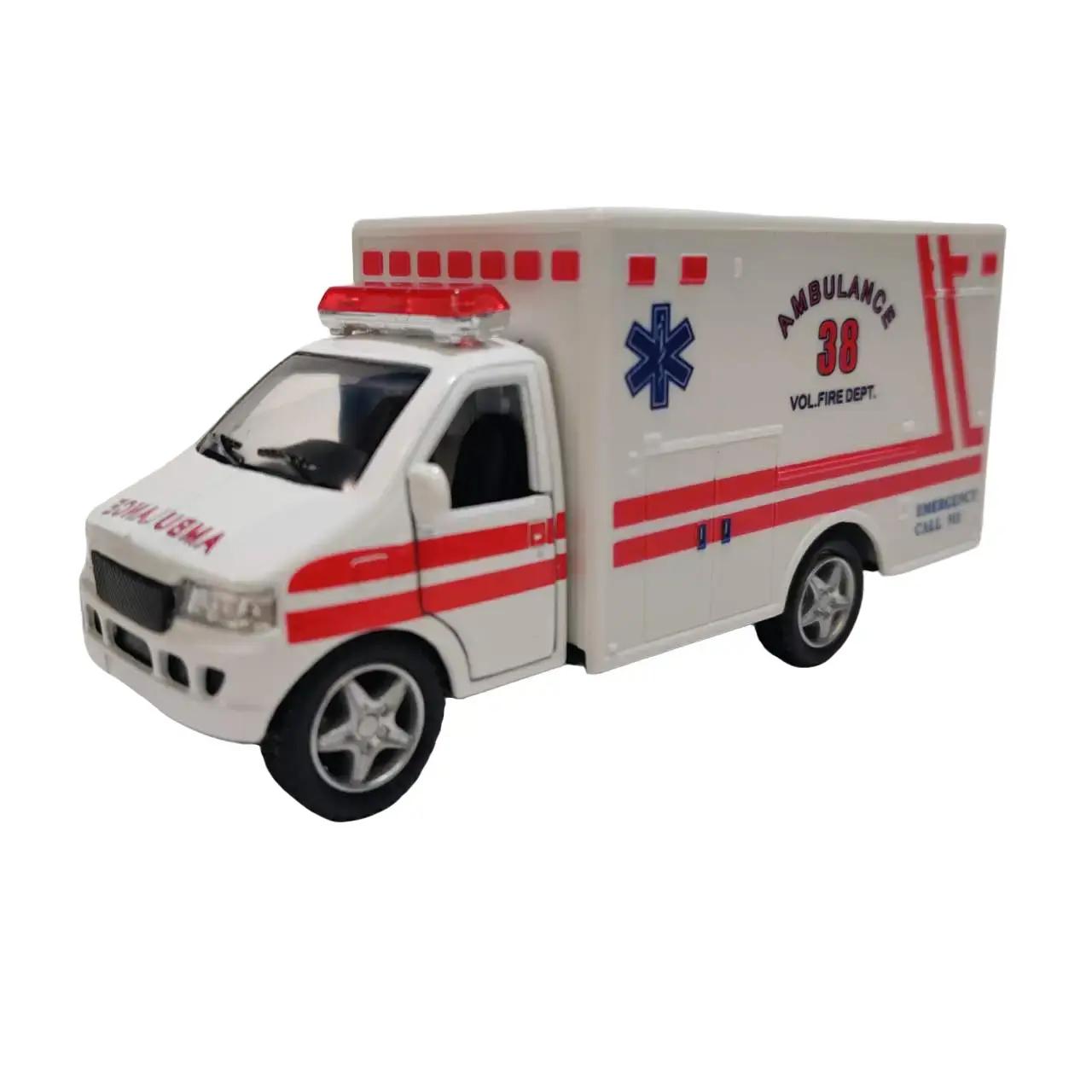 KinsFun 5 Inch Ambulance with Pull-Back Action and Openable Doors - Die Cast Metal and Plastic Toy Vehicle die  cast diecast  cars toy  car