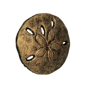 Antique Finish Sand Dollar Drawer Pulls - 6-Piece Set, 2.25" Diameter, Coastal Cast Iron Knobs for Cabinets, Dressers, Beach House Decor