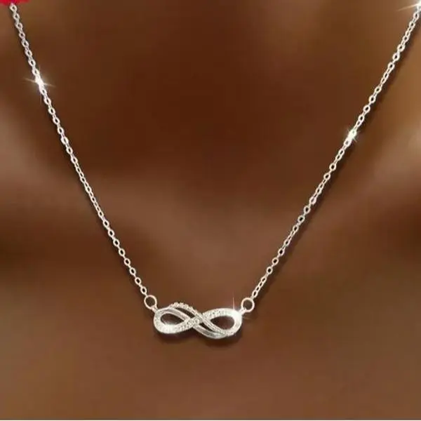 925 Silver Retro Infinity Large 8 Character Exquisite Necklace, Light Luxury Blingbling Accessory, Perfect for Thanksgiving and Christmas Gifts