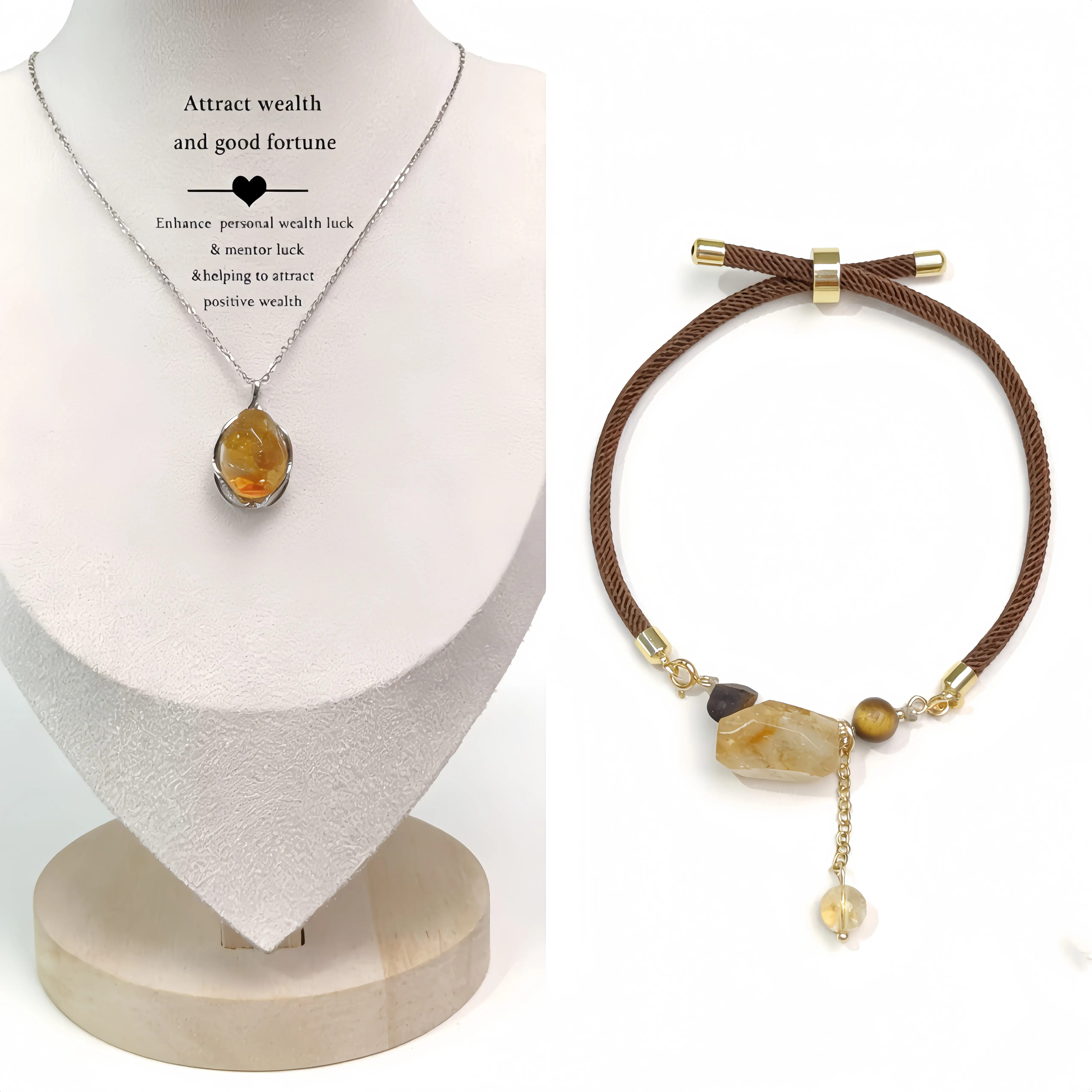 Wealth Crystal Pendant & Bracelet Set Special Offe