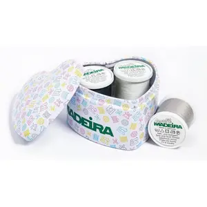 Madeira Aerofil Sewing Thread Gift Set - Compact Decorative Heart Tin Box, Black-White-Grey Thread, Mother's Day & Holiday Gifts, Stocking Stuffers | SKU 8700D