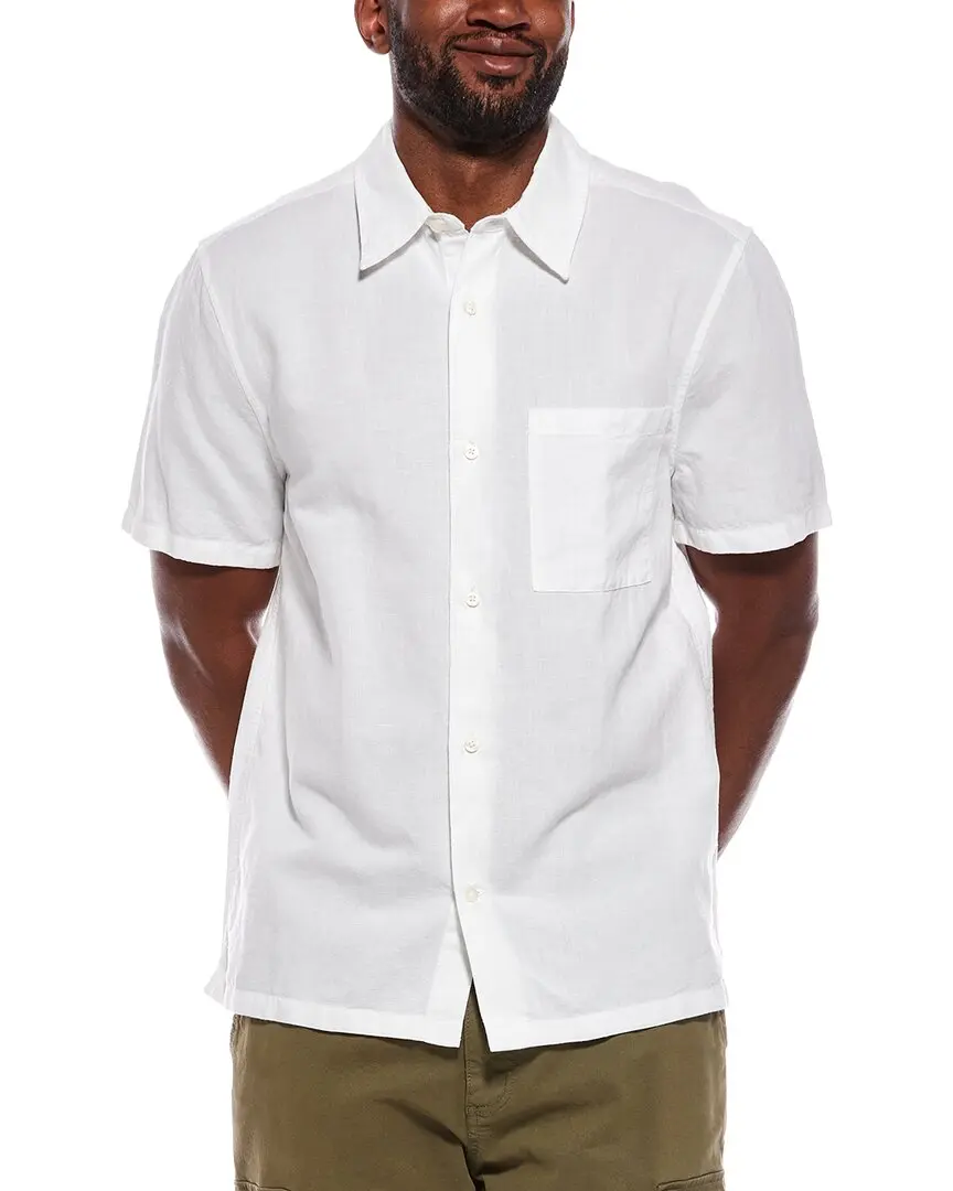 Madewell Button Up Short Sleeve Linen-Blend Shirt