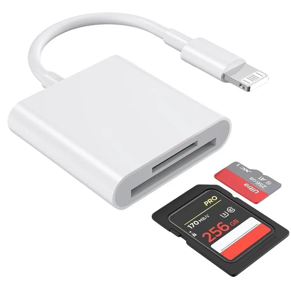 2 in 1 SD Card Reader, Memory Card Reader, SD/TF Adapter, USB Hubs & Card Readers Compatible with iPhone for Fast Photo & Video Transfer