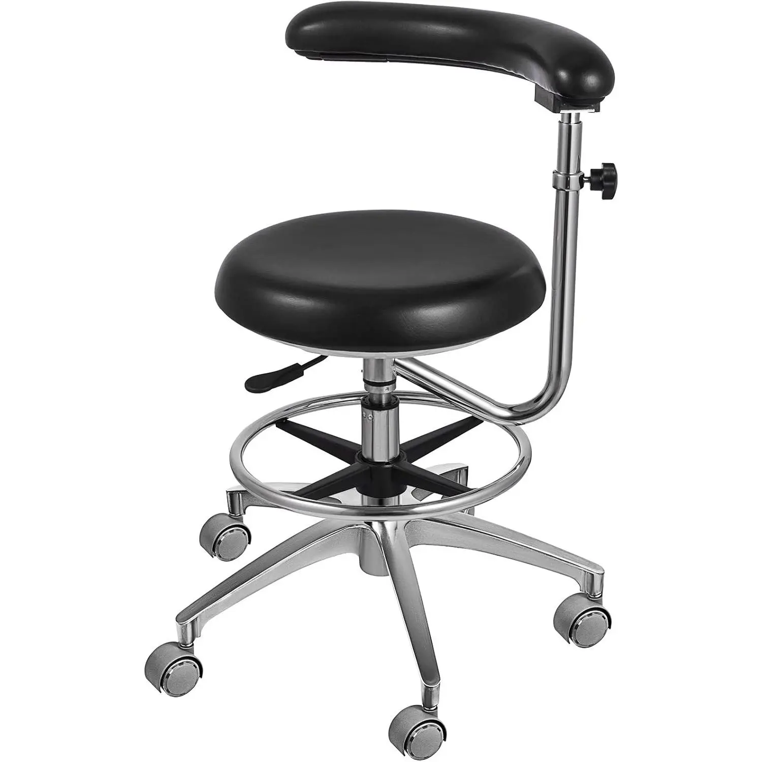 VEVOR Medical Dental Stool Dentist Chair with 360 Degree Rotation Armrest PU Leather Assistant Stool Chair Height Adjustable Doctor Chair