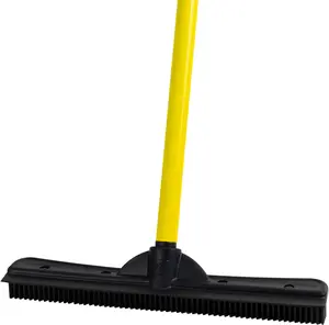 Original Pet Hair Rubber Broom with Squeegee, with 58" Telescopic Handle for Carpet, Tile and Hardwood