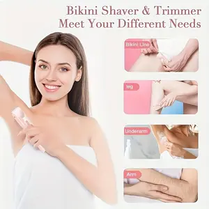 Women's 2-in-1 electric bikini trimmer&shaver - IP67 waterproof body hair remover with hypoallergenic diamond blades - suitable for sensitive skin tone, bikini legs, face, arms, and armpits (no need to replace blades)