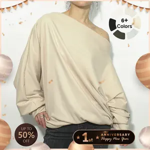 Pwest Stretch Multi-Wear Long Sleeve Asymmetric Draped Jumper