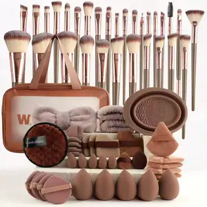 67pcs Facial Beauty Tool Set, Makeup Brushes, Sponges, Storage Bag, Complete Cosmetic Needs, Plastic Frame, Yiwu Manufacture, Makeup Tools Gift