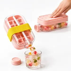 Portable Ice Cube Tray Water Bottle with Straw, Vertical Ice Maker Bottle, Reusable Freezer Cup with Leak Proof Lid for Iced Coffee, Juice, Gym, Camping and Summer Drinks