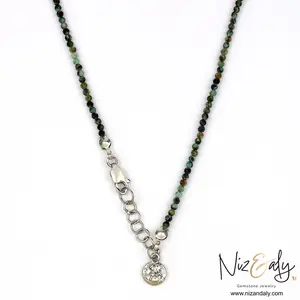 Dainty Faceted African Turquoise 16" 2mm  String Necklace