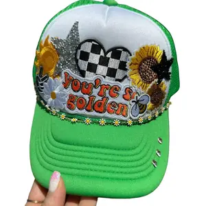 Custom Trucker Hat - Fashion Accessory for Women and Men. Patches, hat chains, rivets and pins.