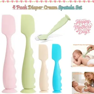 4 Pack Diaper Cream Spatula Set, Silicone Baby Butt Paste Applicator, Soft Diaper Rash Cream Spatula, Baby Skincare Tool (2 Large 2 Small), Travel Friendly Baby Essentials, Mother’s Day Gift