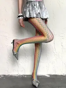 High Waist Rainbow Stripe Jumpsuit, Slim-Fitting Casual Wear, Visual Leg Sculpting, All-Season Fashion, Bold and Trendy Style