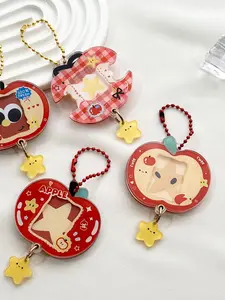 Kpop Style Slide Card Case, Apple Photo Frame Keychain, Acrylic Storage Card Pack, Casual Chain Print, All Seasons