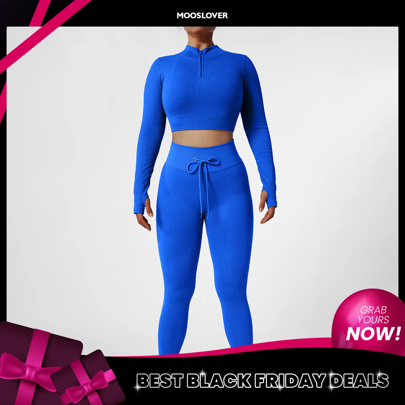 Mooslover Streamline Ribbed Seamless Yoga Sets