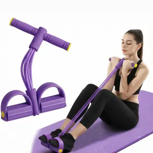 6-Tube Pedal Resistance Band, Portable Elastic Pull Rope for Home Gym, Arm, Sit-Up