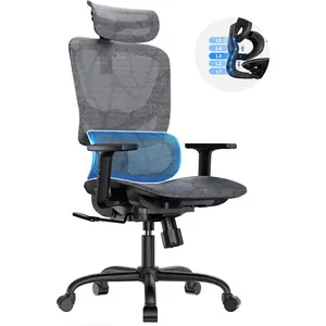 HUANUO Ergonomic Mesh Office Chair with 5-Level Lumbar Support, Computer Chair with Adjustable Headrest & Armrests, Rocking Tilt, Comfortable High Back Desk Chair for Home Office or Gaming#TikTokShopBlackFriday