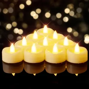 Flameless Candles, 12/24/50/100/150 Pack Tea Lights Battery Operated, No Flickering Votive Candles LED Tea Lights for Halloween Christmas Wedding Home (24 Pack, Ivory Shell)