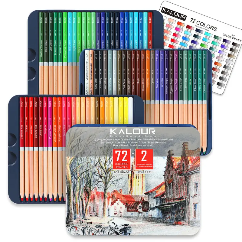 72 Professional Colored Pencil for Coloring,Oil-Based,Soft Core Ideal for Artists and Beginners,Pencils provide excellent color saturation and layering capabilities.