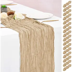 16 Pack Beige 10FT Cheesecloth Boho Gauze Table Long Rustic Sheer Cheese Cloth Table for Wedding Bridal Shower Farmhouse & Home