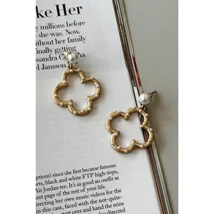 Misha Gold & Pearl Clover Earrings