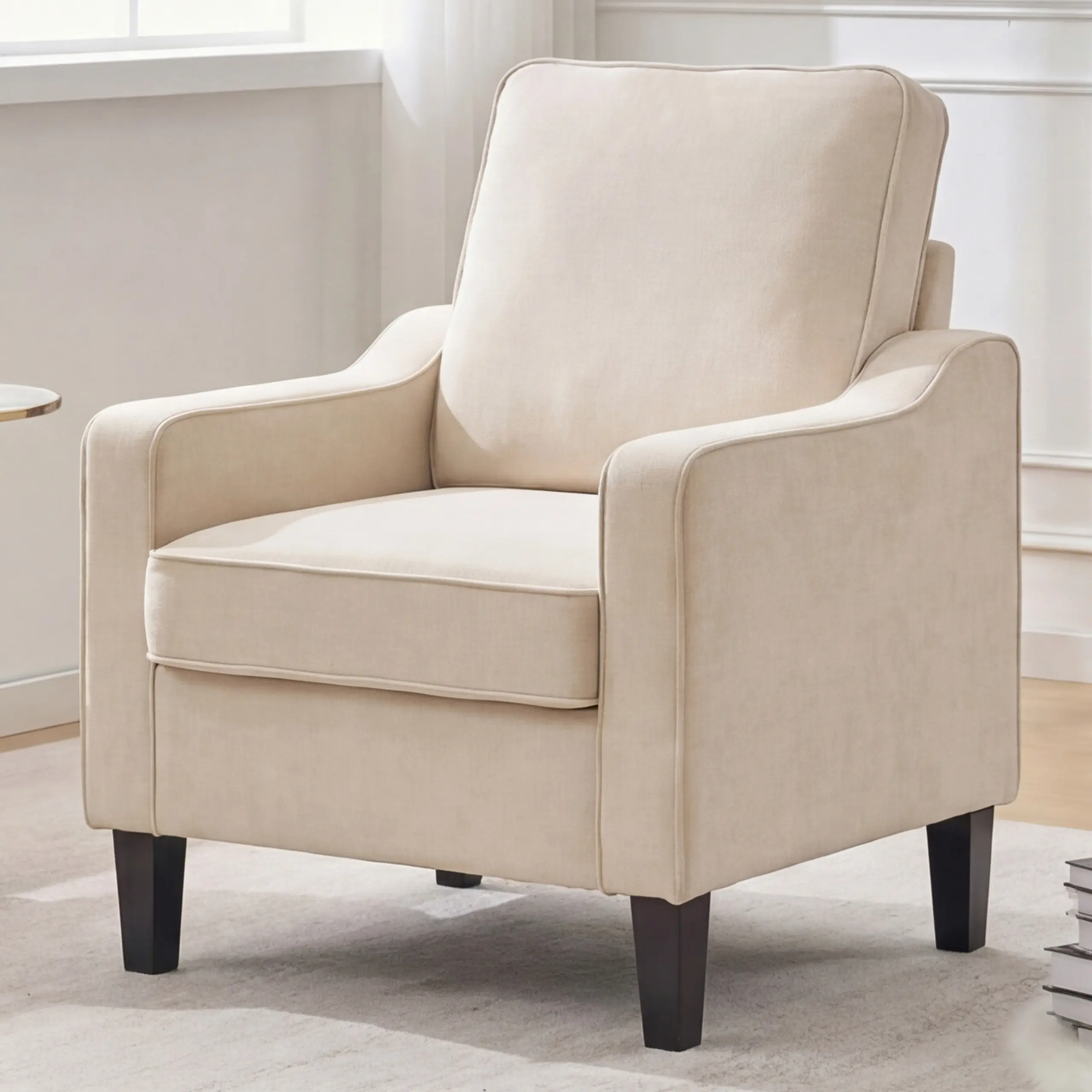 Comfy Accent Chair for Living Room, Upholstered Armchair Single Sofa Chair for Bedroom, Office and Waiting Room, Mid Century Modern Reading Chair with Sturdy Legs,