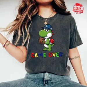 [Sale up to 50%] [Free Ship] Yoshinobu Yoshi LA Baseball Comfort Color Shirt, Super Mario Dodgers Fan Gift, Game Over Retro Tee, Yamamoto Game Day Shirt