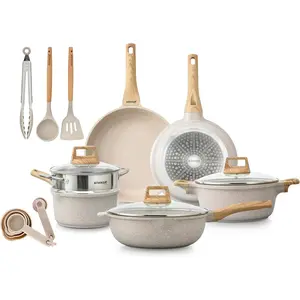 Bakken-Swiss 14-Piece Kitchen Cookware Set – Granite Non-Stick – Eco-Friendly – for All Stoves & Oven-Safe