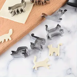 Set of 6,  Animal Cookie Cutters, Kitten Moulds, Baking Cute DIY Cartoon Cookie Moulds Set