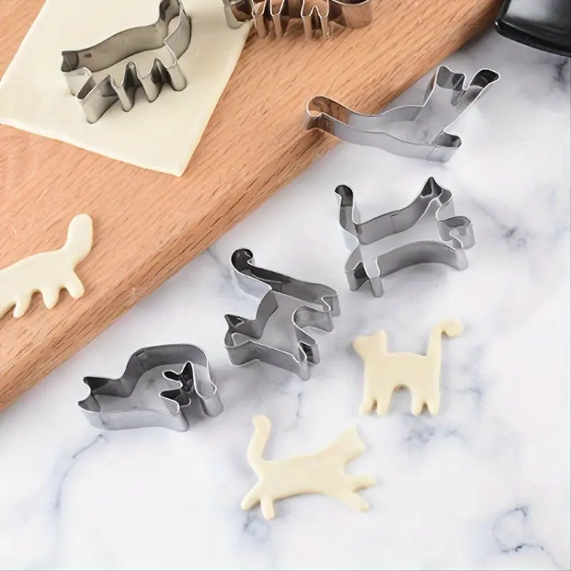 Set of 6,  Animal Cookie Cutters, Kitten Moulds, Baking Cute DIY Cartoon Cookie Moulds Set