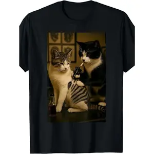 Funny Tattoo Cat Meme Inked Kitty Humor for Cat Lovers T-Shirt Funny Crew Neck Tee with Stylish Print Casual & Travel Clothing for Fashion Enthusiasts Ideal
