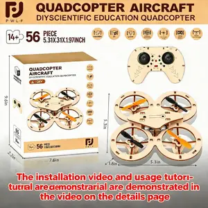 DIY Wooden Building Blocks Flying, Drone Model Kit Plane Toy, Remote Control RCAircraft Training, stunt flip Assembly Quadcopter, Mini Drone Model (1PC)A small gift for a friend.A gift for a child