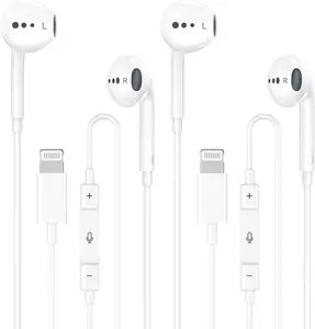 Wired Headphones for iPhone Earbuds with Lightning Connector,2 Packs Built-in Mic & Volume Control HiFi Stereo Nosie Reduction Earphones Compatible with iPhone 14/13/12/11/XR/XS/X/8/7 Support All iOS