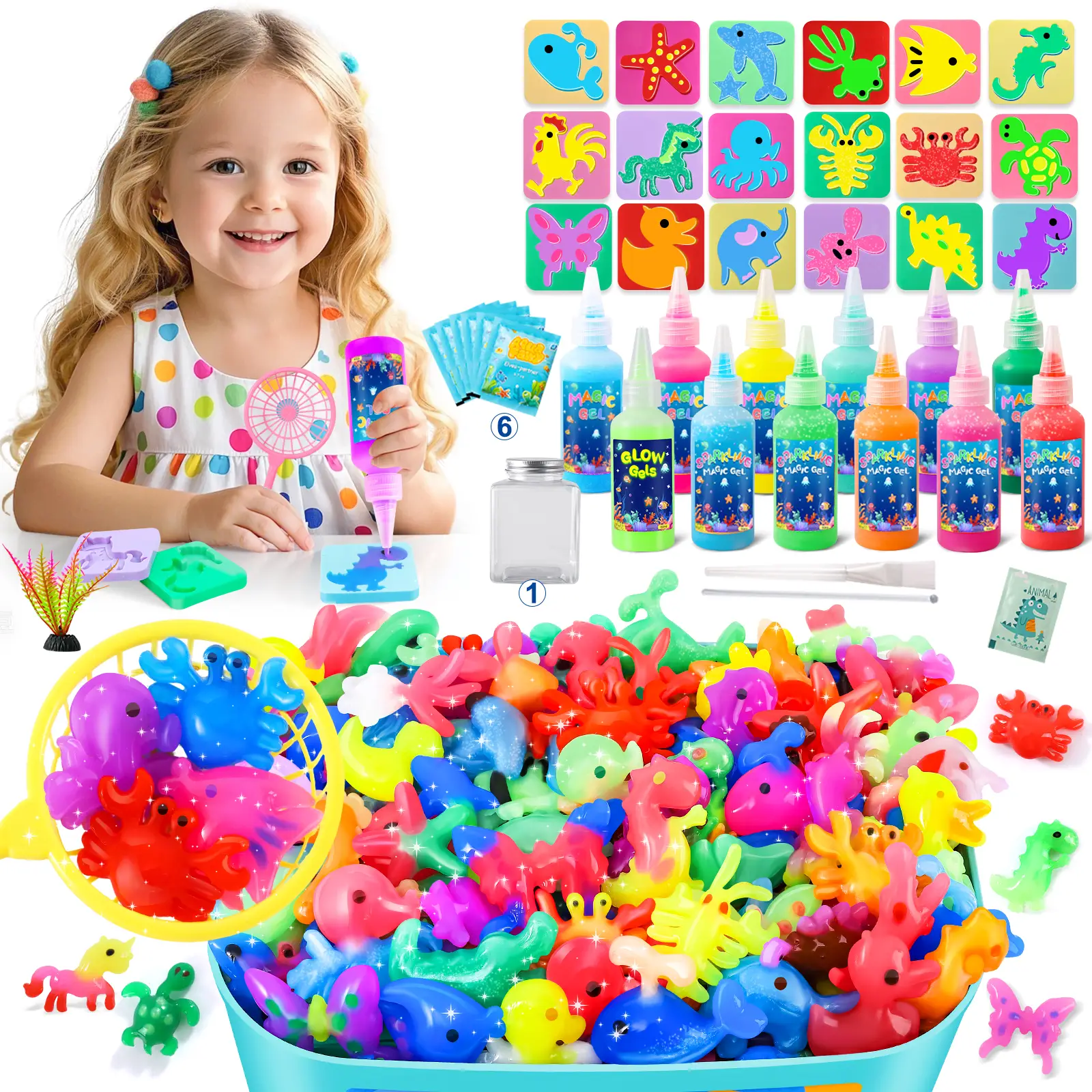 Fairy Water Gel Kit, Magic Water Elf, Summer Handmade Water Toy, Creative Magic Water Toy Creation kit, 60ml Capacity Water Elf Set with 18 Shape Mold