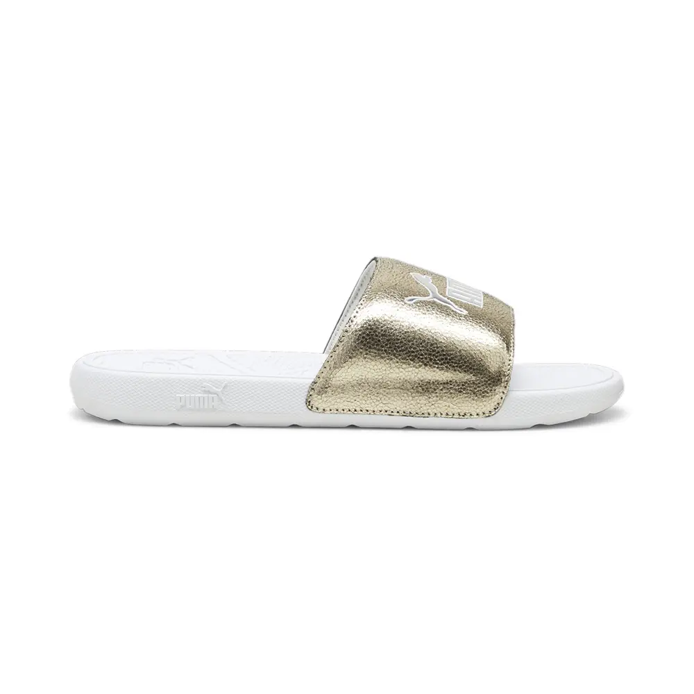 PUMA Mens Cool Cat 2.0 Metallic Shine Slide Casual Sandals Casual - Gold, White