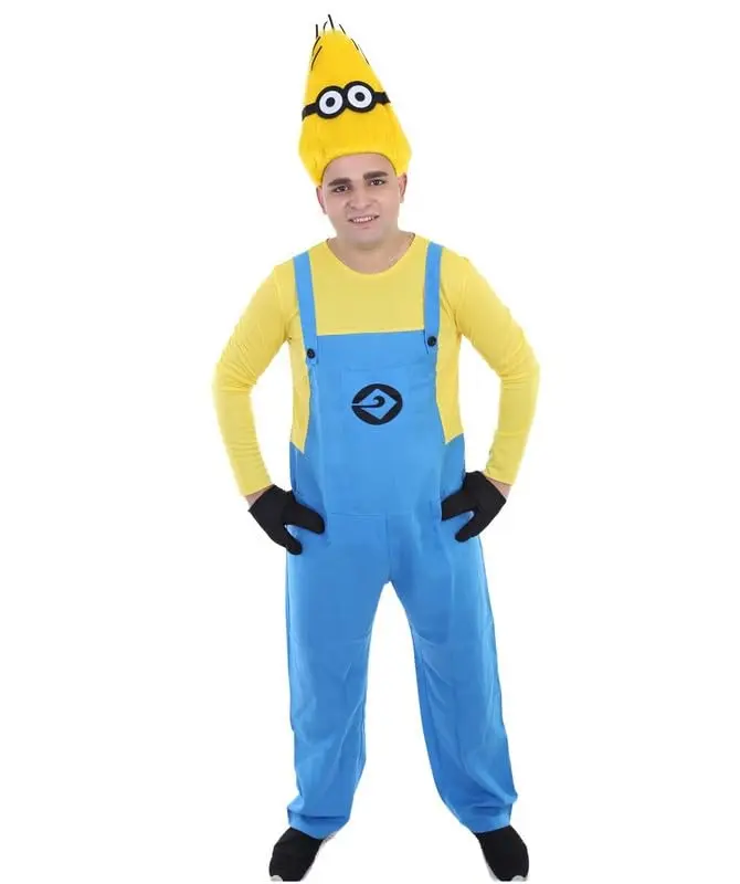 Men Kevin Costume Vibrant Yellow & Blue Movie-Inspired Outfit, Flame-retardant Synthetic Fabric-Multiple Size