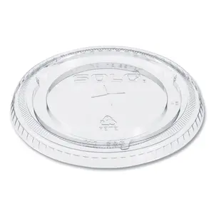 Unicup 250 Count Clear PET Plastic Flat Lids with Straw Slot Fits 16, 20, 24 oz Cups Disposable Plastic Lids Transparent Cup Lids