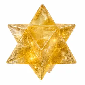 Golden Ether Citrine Merkabas, Collector's Sacred Geometry Crystal Jewelry, Home Table Desk Decoration Statement Item original garden