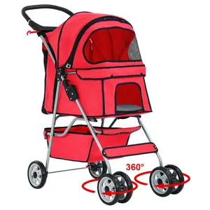 Pet Stroller Pet Carrier Dog Stroller Cat Stroller Folding Lightweight 4 Wheels Jogger Stroller with Storage Basket and Cup Holder 90 days