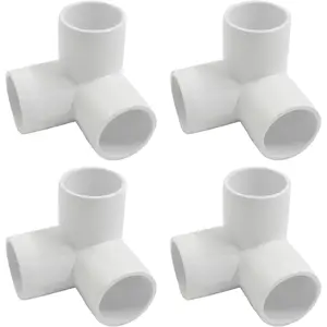 4 count 3/4" Elbow PVC Pipe Fitting, 3 Way Furniture Grade Pipe Connector PVC Elbow Fitting Pipe Corner Connector for DIY Shelf Garden Support Structure