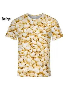 New Fashion Popcorn 3D Printed Funny T Shirts Men's And Women's Clothing Summer Short Sleeve T-Shirt Unisex Streetwear Tops Tees