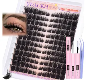 Fairy Lash Clusters Kit Fox Eye Cluster Eyelash Extensions Kit Natural Eyelash Clusters Kit Spiky Manga Wispy Cluster Lashes Cat Eye 8-20mm DIY Individual Lash Extension 144Pcs