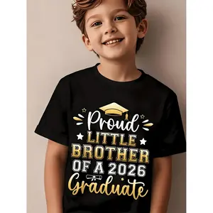 Celebrate Your Siblings Achievements with a Customizable Cotton T-shirt Featuring a Graduation Cap and Colorful Text Perfect for Special Occasions
