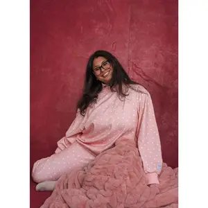 polka dot lightweight mockneck - bubblegum