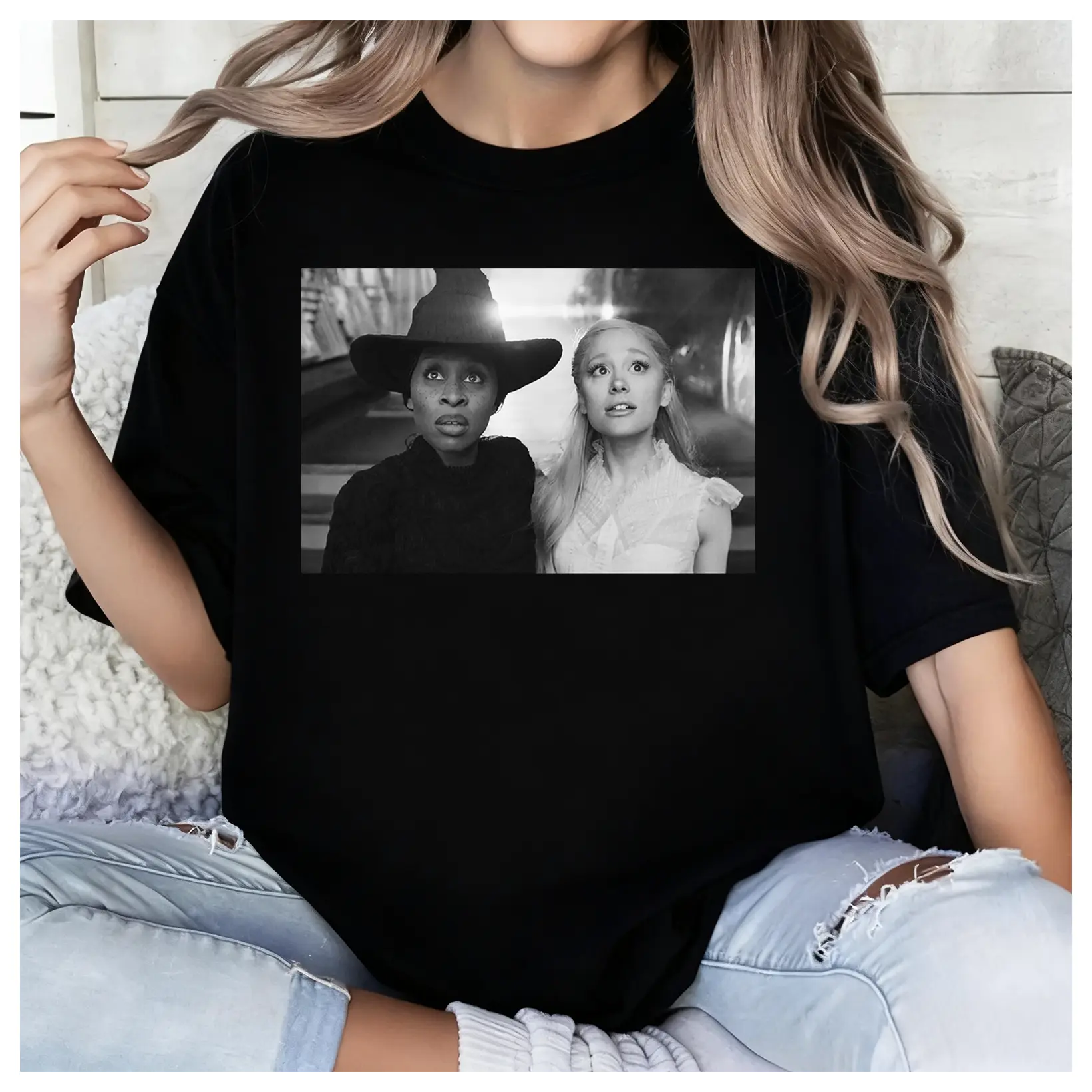 Wicked Movie Retro Elphaba And Glinda Photo T-Shirt, Wicked Musical Tee, Glinda The Good, The Wicked Witch, Wizard Movie Shirt for Fan