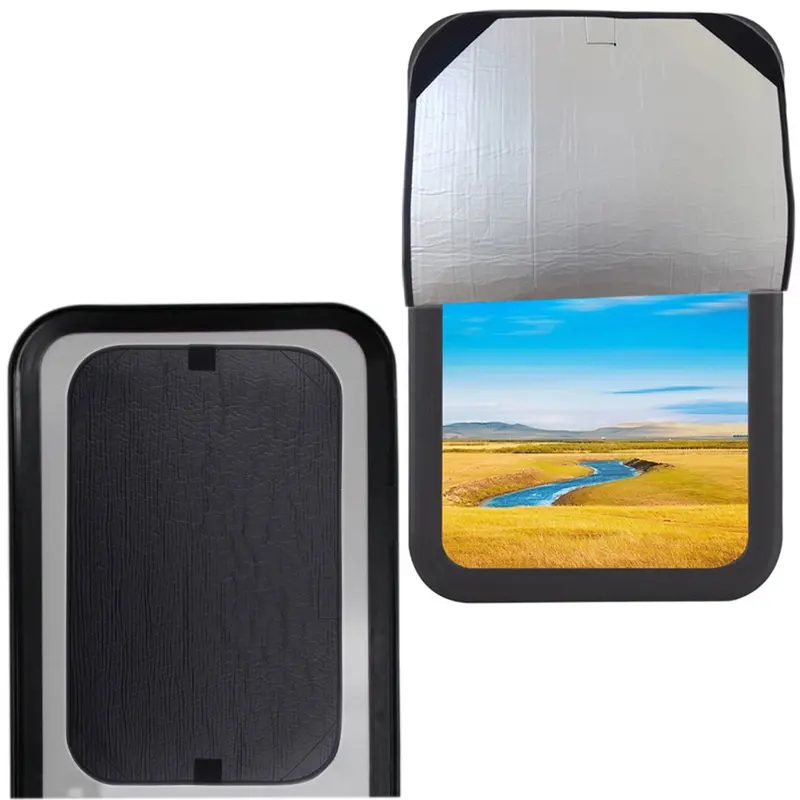 Safoner RV Door Window Shade Cover, Insulated Blackout Camper Inside Accessory Sun Blackout & Privacy, 16 x 25 in, 3-Layer Insulation, Easy Velcro Install for RV Door Windows Must Have Accessories, Black