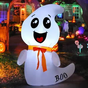 4 FT Halloween Inflatable Cute Ghost Outdoor Decorations Blow Up Yard Ghost with Built-in LEDs for Indoor Garden Lawn Party Decor