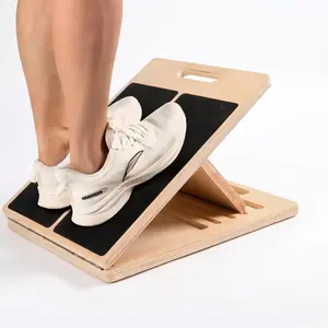 Adjustable Wooden Slant Board for Calf & Achilles Stretching, 5-Level Incline Ankle Stretcher for Plantar Fasciitis Relief & Leg Recovery Premium Non-Slip Slant Board Calf Stretcher, Foldable Wooden Incline Board for Ankle Mobility, back extension