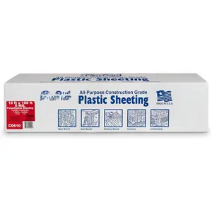 626033 Construction Plastic Sheeting 10' Width X 100' Length X 6 mil Thick, Clear, 1 Count